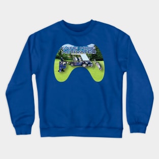 Game Mode Activated blue and silver on Golf Course Crewneck Sweatshirt